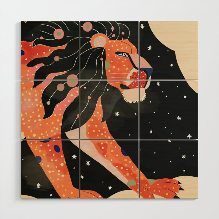 Astral Lion Wood Wall Art Gallery Image 1