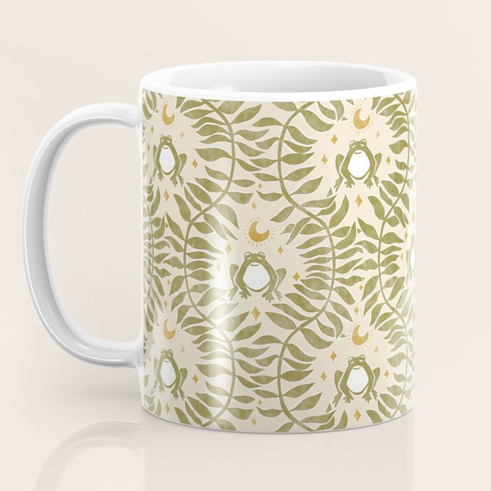 Froggie  Ogee - moss green and cream Coffee Mug Gallery Image 3