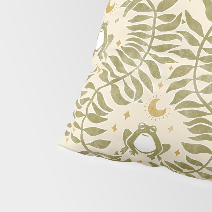 Froggie  Ogee - moss green and cream Pillow Sham Gallery Image 4