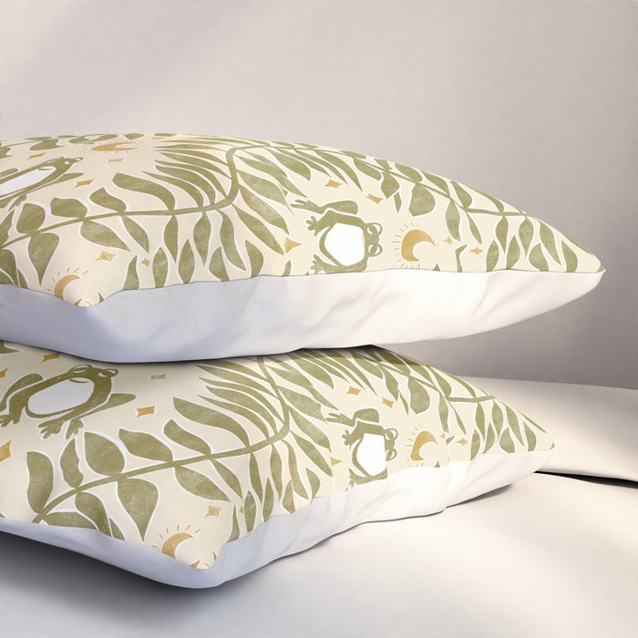 Froggie  Ogee - moss green and cream Pillow Sham Gallery Image 3