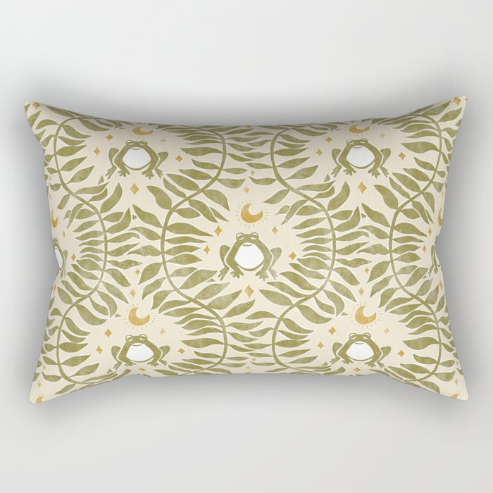 Froggie  Ogee - moss green and cream Rectangular Pillow Gallery Image 1