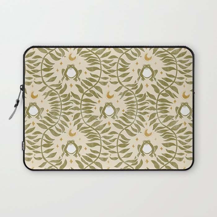 Froggie  Ogee - moss green and cream Laptop Sleeve Gallery Image 1