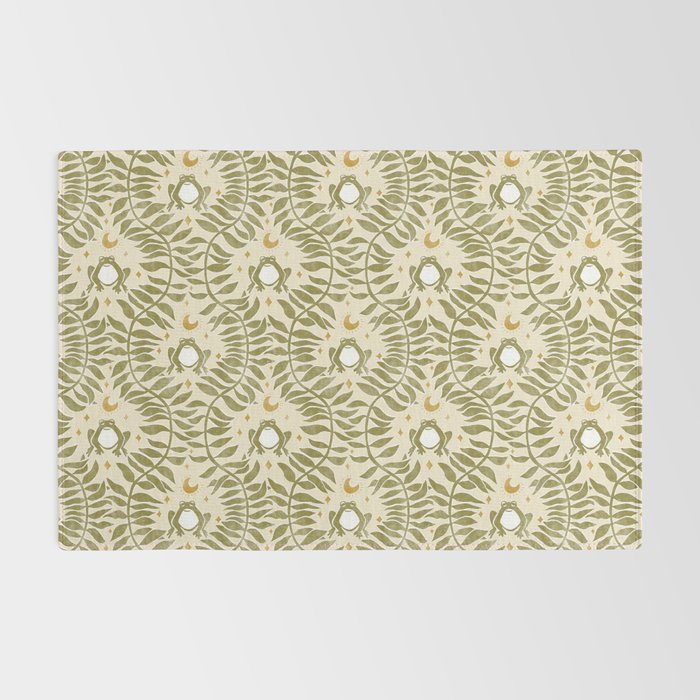 Froggie  Ogee - moss green and cream Rug Gallery Image 2