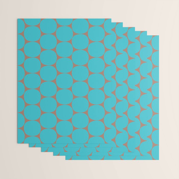 Mid Century Modern Dots Pattern in Turquoise Blue and Mocha Brown Wrapping Paper Gallery Image 3