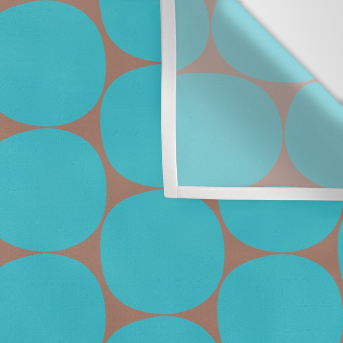 Mid Century Modern Dots Pattern in Turquoise Blue and Mocha Brown Wall Tapestry Gallery Image 3