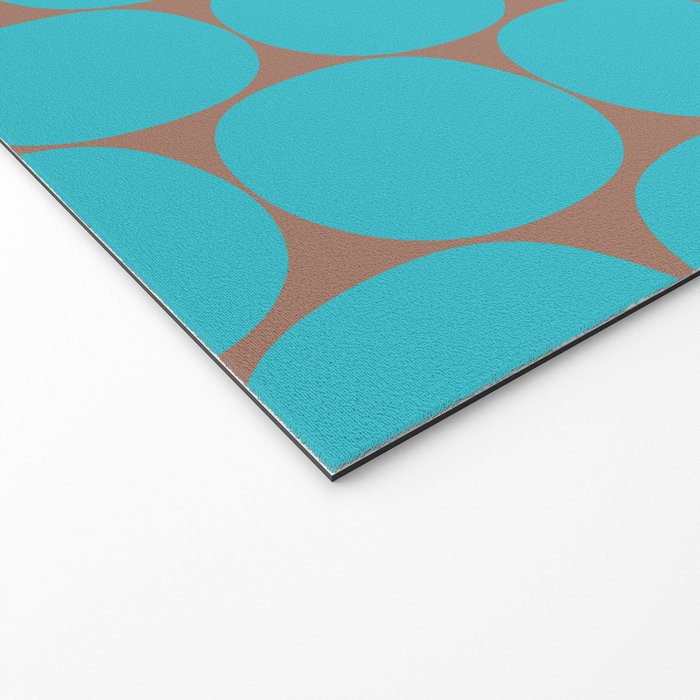 Mid Century Modern Dots Pattern in Turquoise Blue and Mocha Brown Welcome Mat Gallery Image 2
