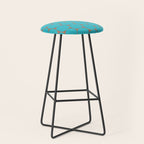 Mid Century Modern Dots Pattern in Turquoise Blue and Mocha Brown Stool Gallery Image 1
