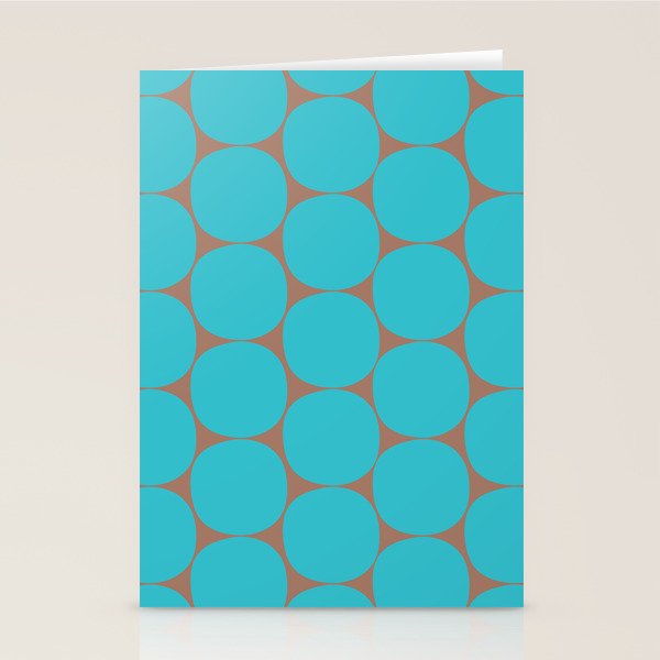 Mid Century Modern Dots Pattern in Turquoise Blue and Mocha Brown Stationery Card Gallery Image 2