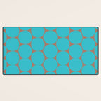 Mid Century Modern Dots Pattern in Turquoise Blue and Mocha Brown Desk Mat Gallery Image 3