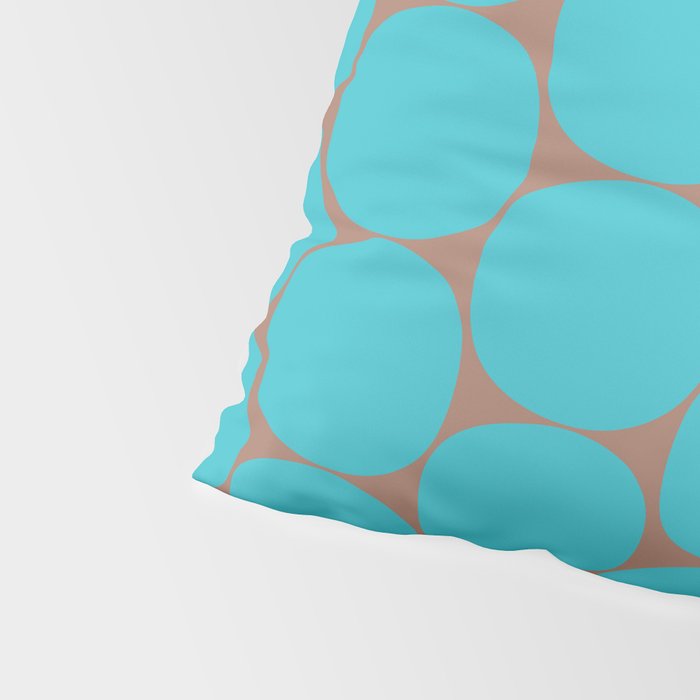 Mid Century Modern Dots Pattern in Turquoise Blue and Mocha Brown Pillow Sham Gallery Image 4