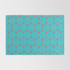 Mid Century Modern Dots Pattern in Turquoise Blue and Mocha Brown Rug Gallery Image 2