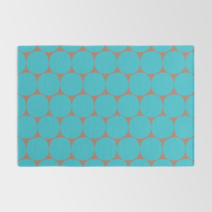 Mid Century Modern Dots Pattern in Turquoise Blue and Mocha Brown Rug Gallery Image 2