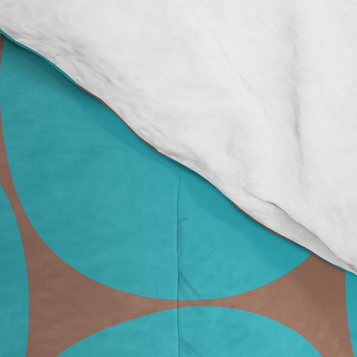 Mid Century Modern Dots Pattern in Turquoise Blue and Mocha Brown Comforter Gallery Image 4