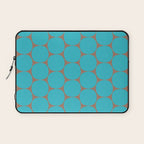 Mid Century Modern Dots Pattern in Turquoise Blue and Mocha Brown Laptop Sleeve Gallery Image 1