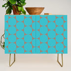 Mid Century Modern Dots Pattern in Turquoise Blue and Mocha Brown Credenza Gallery Image 1