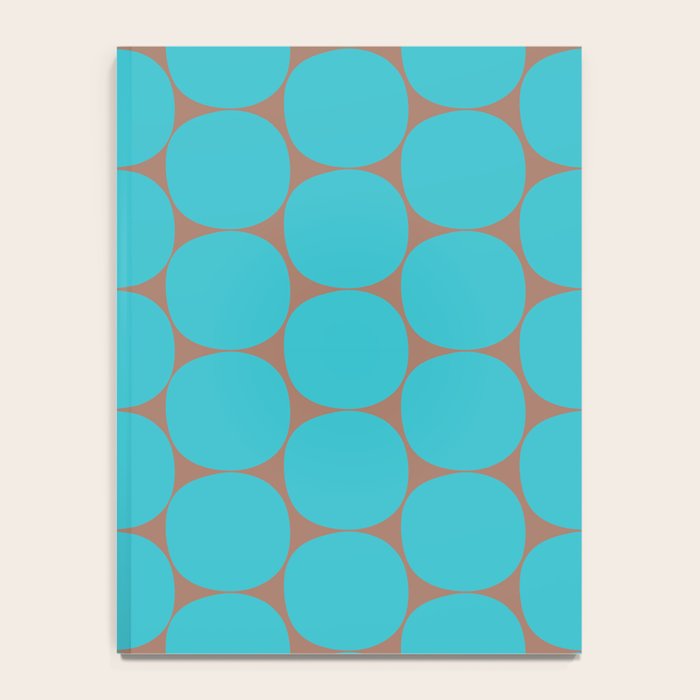 Mid Century Modern Dots Pattern in Turquoise Blue and Mocha Brown Notebook Gallery Image 4