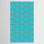 Mid Century Modern Dots Pattern in Turquoise Blue and Mocha Brown Tablecloth Gallery Image 2