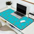 Mid Century Modern Dots Pattern in Turquoise Blue and Mocha Brown Desk Mat Gallery Image 2