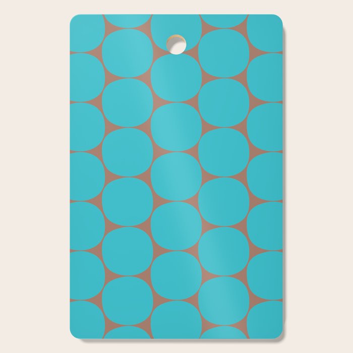Mid Century Modern Dots Pattern in Turquoise Blue and Mocha Brown Cutting Board Gallery Image 1