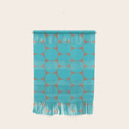 Mid Century Modern Dots Pattern in Turquoise Blue and Mocha Brown Wall Hanging Gallery Image 1