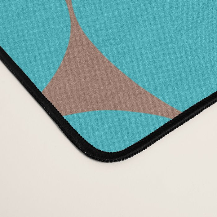 Mid Century Modern Dots Pattern in Turquoise Blue and Mocha Brown Desk Mat Gallery Image 4