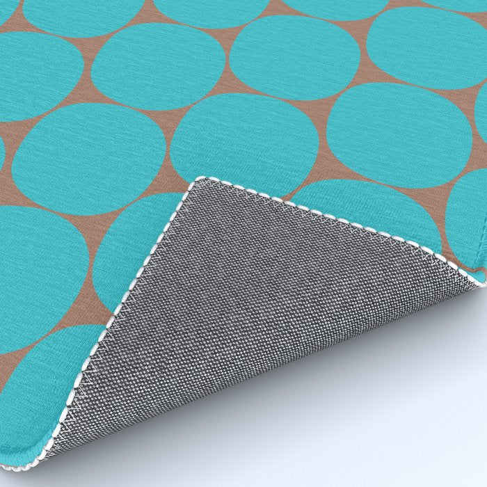 Mid Century Modern Dots Pattern in Turquoise Blue and Mocha Brown Rug Gallery Image 4
