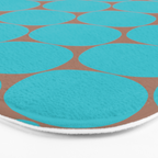 Mid Century Modern Dots Pattern in Turquoise Blue and Mocha Brown Bath Mat Gallery Image 3