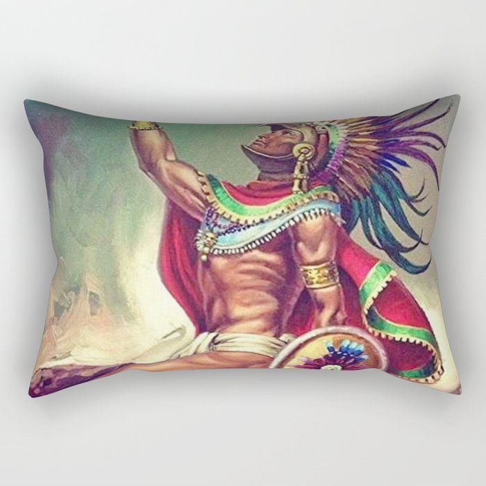 Caballero Aguila Aztec Scout Portrait painting Rectangular Pillow Gallery Image 1