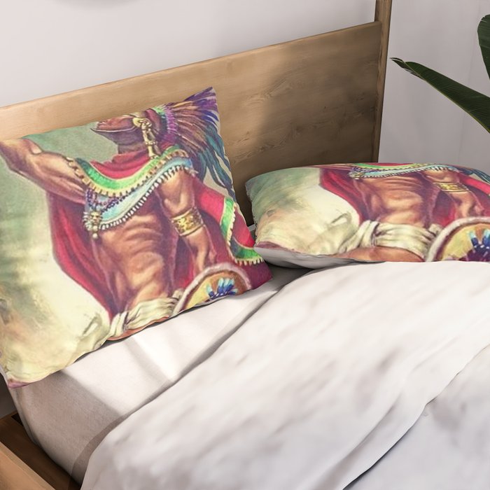 Caballero Aguila Aztec Scout Portrait painting Pillow Sham Gallery Image 2