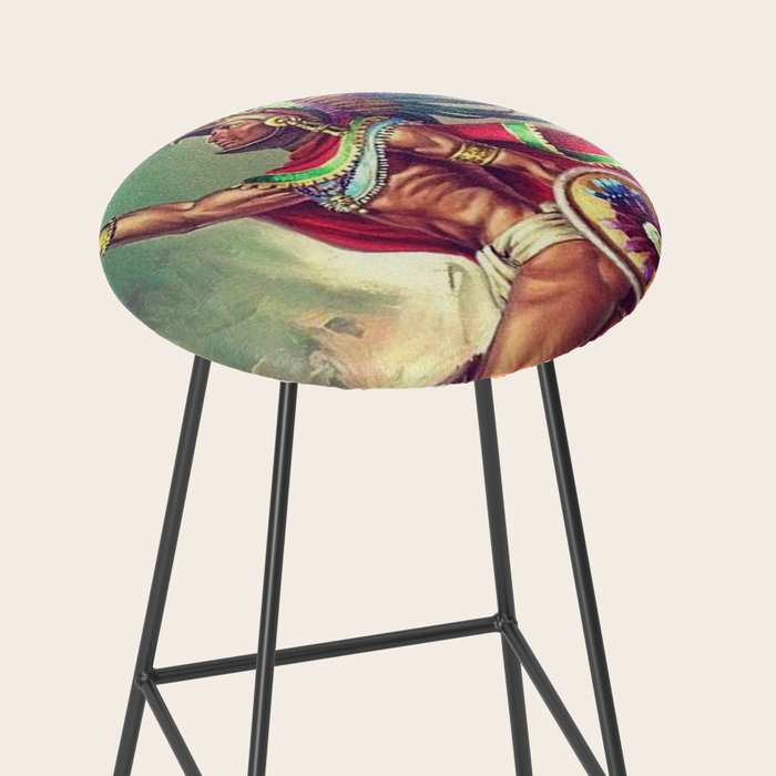 Caballero Aguila Aztec Scout Portrait painting Stool Gallery Image 2