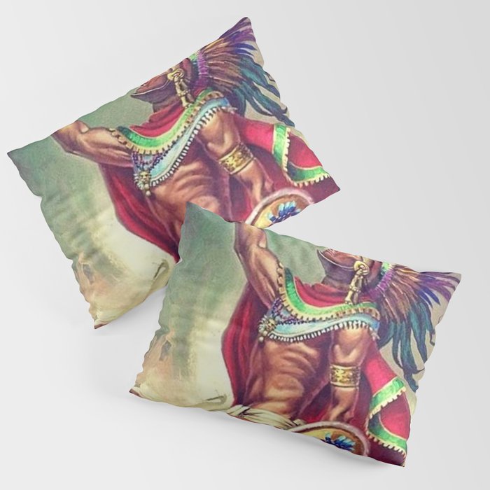 Caballero Aguila Aztec Scout Portrait painting Pillow Sham Gallery Image 3