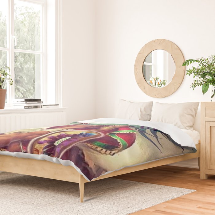 Caballero Aguila Aztec Scout Portrait painting Duvet Cover Gallery Image 2