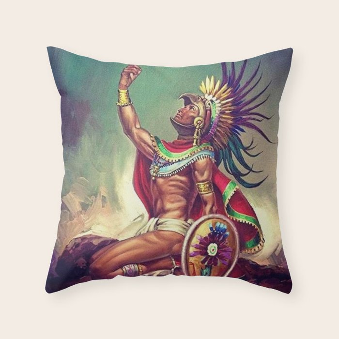 Caballero Aguila Aztec Scout Portrait painting Throw Pillow Gallery Image 6