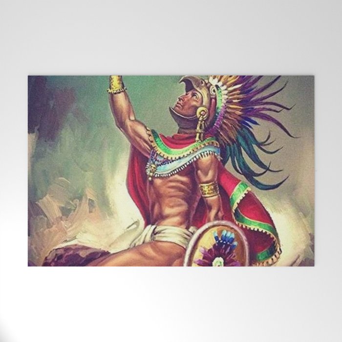 Caballero Aguila Aztec Scout Portrait painting Welcome Mat Gallery Image 1