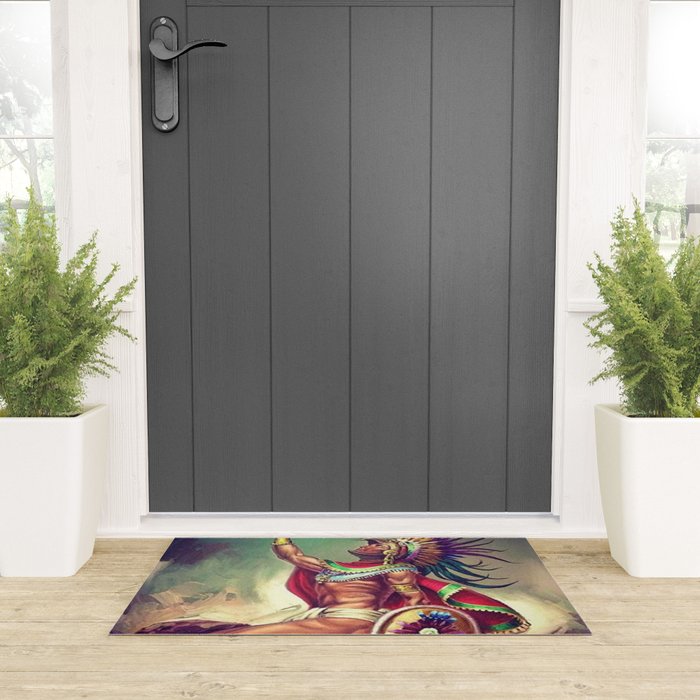 Caballero Aguila Aztec Scout Portrait painting Welcome Mat Gallery Image 3