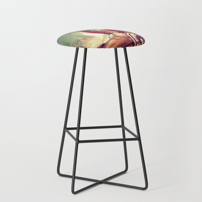Caballero Aguila Aztec Scout Portrait painting Stool Gallery Image 1