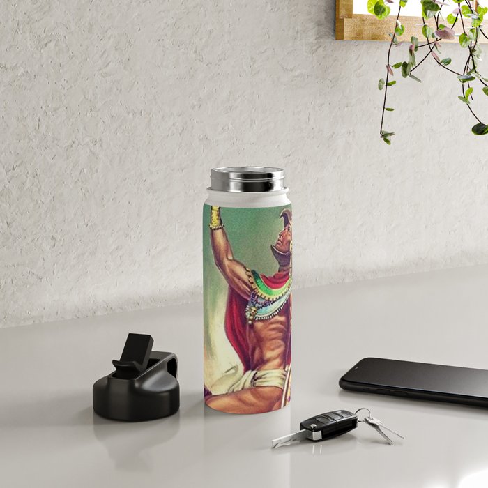 Caballero Aguila Aztec Scout Portrait painting Water Bottle Gallery Image 4