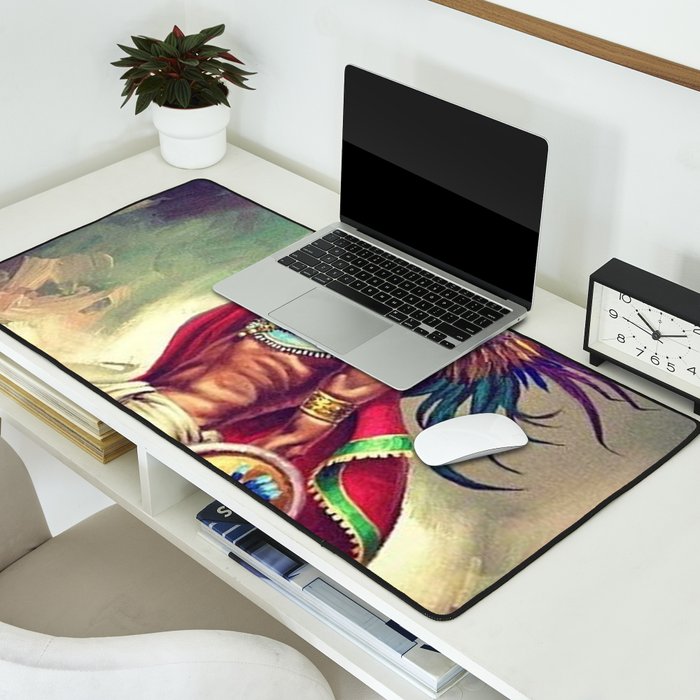 Caballero Aguila Aztec Scout Portrait painting Desk Mat Gallery Image 2
