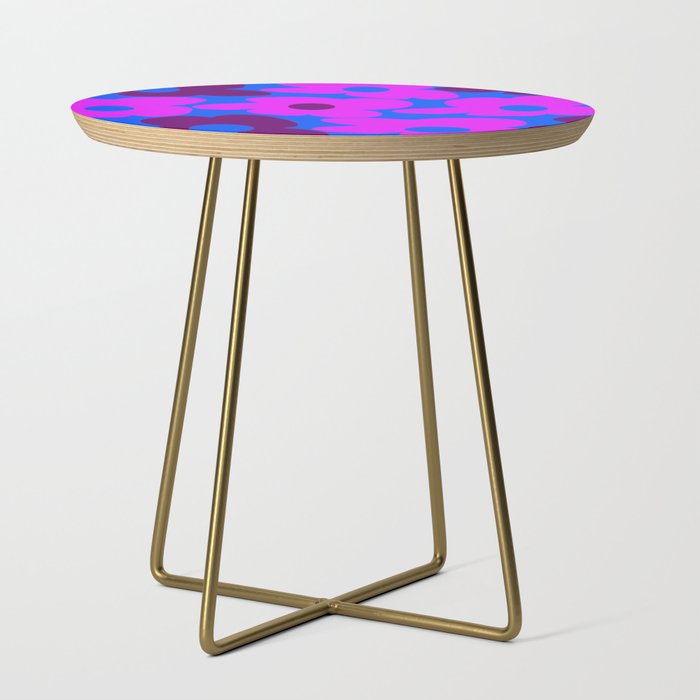 Large Pink and Purple Retro Flowers Blue Background #decor #society6 #buyart Side Table Gallery Image 1