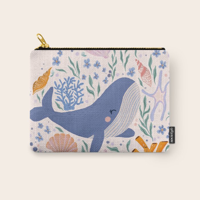 Adorable Whale and Sea Life illustration Carry All Pouch Gallery Image 1