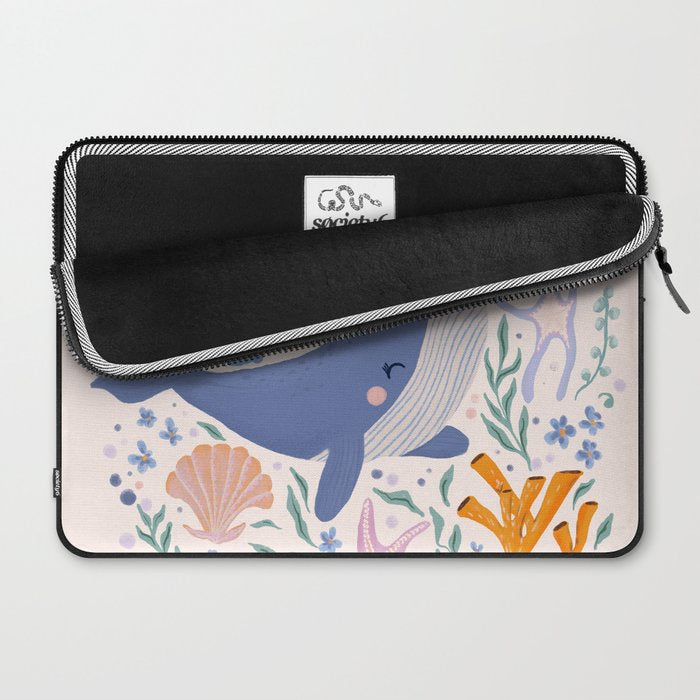 Adorable Whale and Sea Life illustration Laptop Sleeve Gallery Image 2