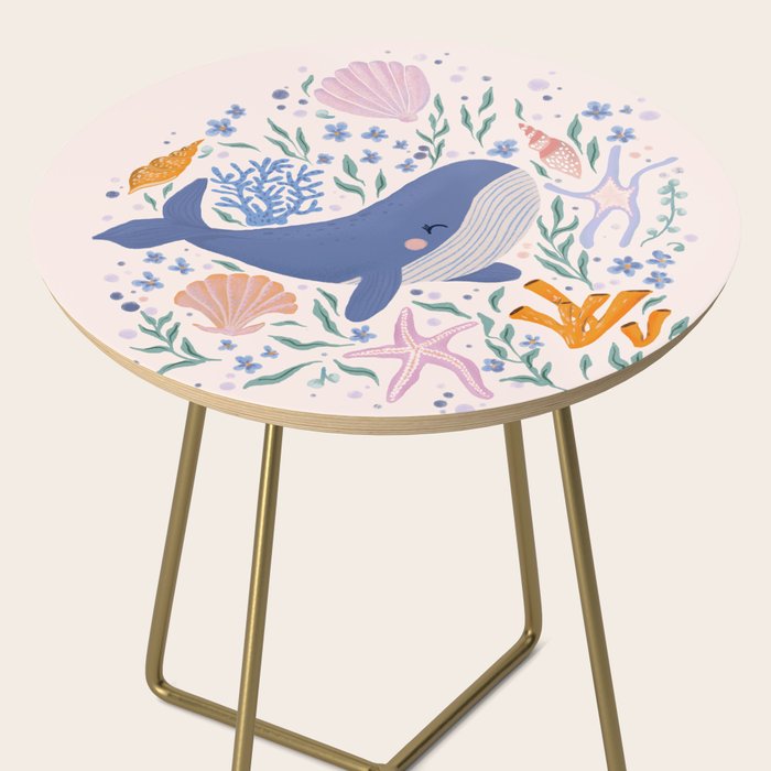 Adorable Whale and Sea Life illustration Side Table Gallery Image 2