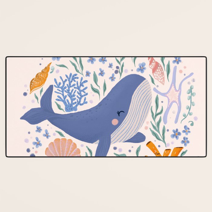 Adorable Whale and Sea Life illustration Desk Mat Gallery Image 3