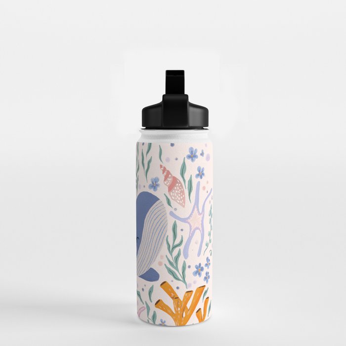 Adorable Whale and Sea Life illustration Water Bottle Gallery Image 2