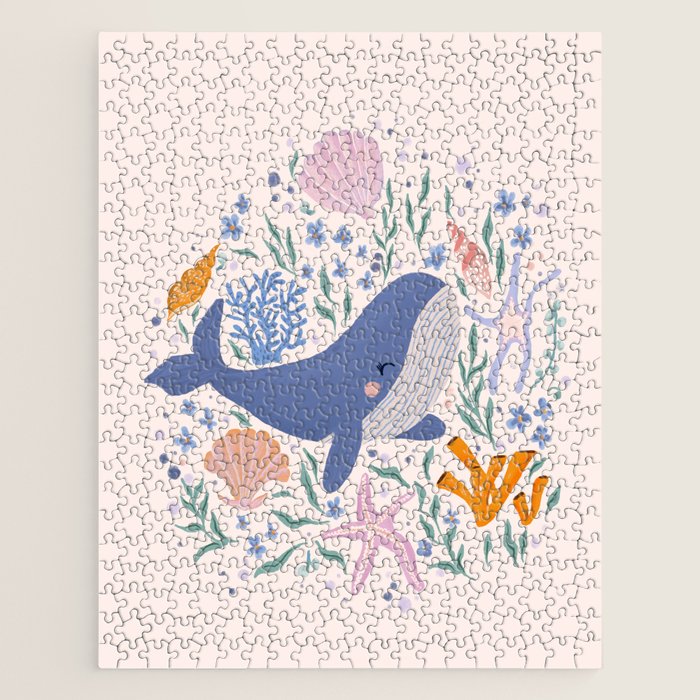 Adorable Whale and Sea Life illustration Jigsaw Puzzle Gallery Image 1