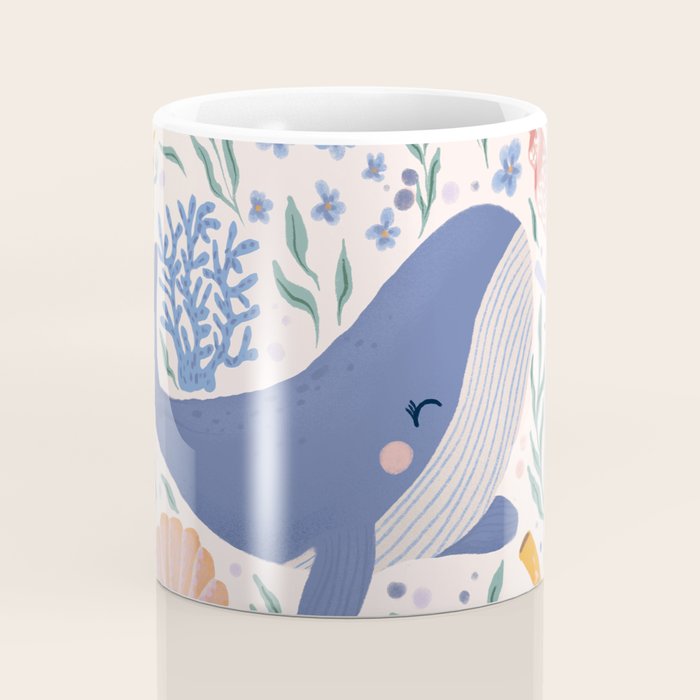 Adorable Whale and Sea Life illustration Coffee Mug Gallery Image 4