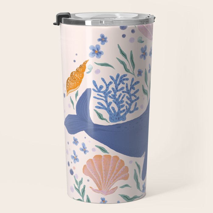 Adorable Whale and Sea Life illustration Travel Mug Gallery Image 3