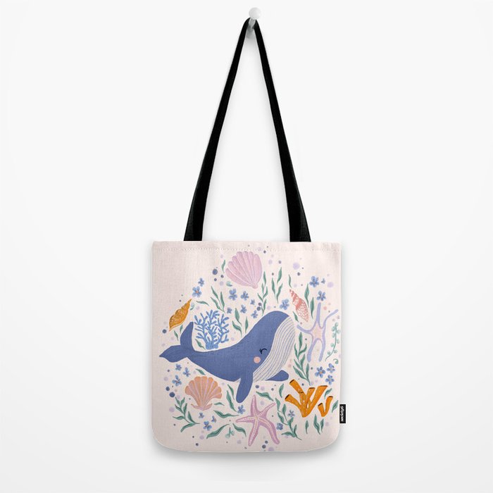 Adorable Whale and Sea Life illustration Tote Bag Gallery Image 2