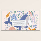 Adorable Whale and Sea Life illustration Desk Mat Gallery Image 1