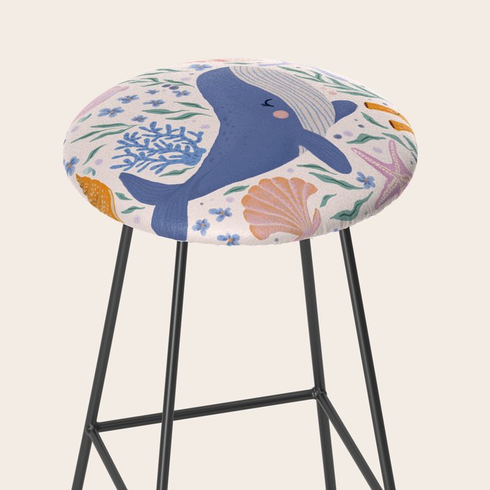 Adorable Whale and Sea Life illustration Stool Gallery Image 2